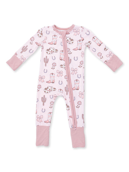 2-Way Zip Romper, Cowgirl Boots and Bows