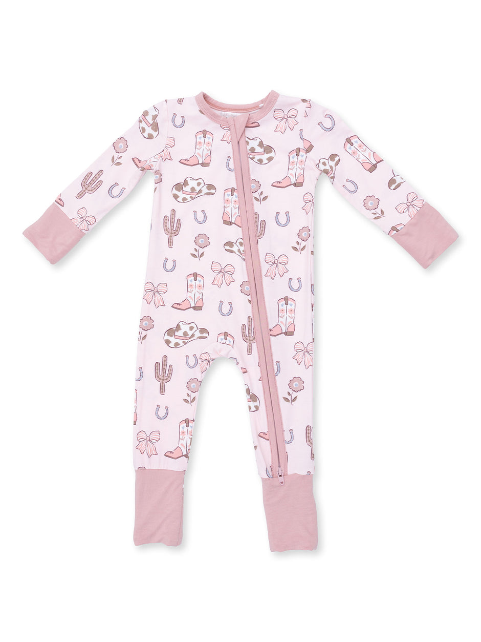 2-Way Zip Romper, Cowgirl Boots and Bows