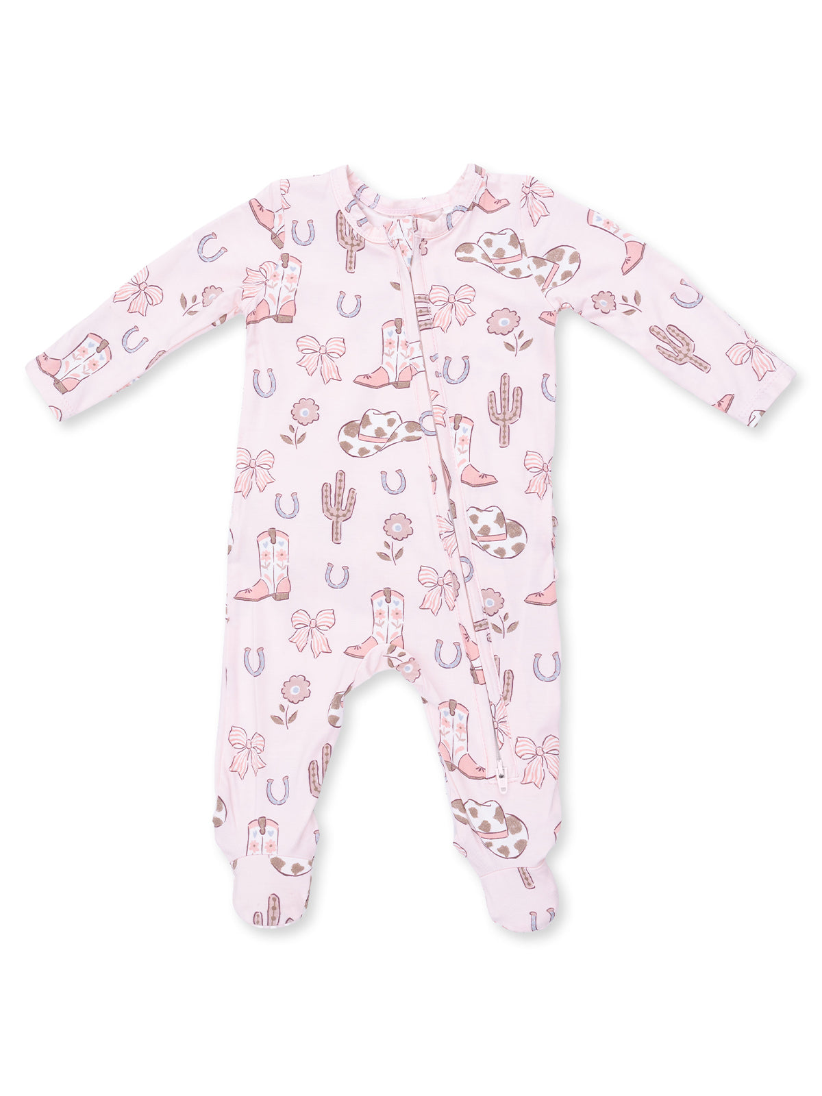 2-Way Zip Ruffle Footie, Cowgirl Boots & Bows