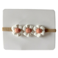 Crochet Flower Headband, White/Rose