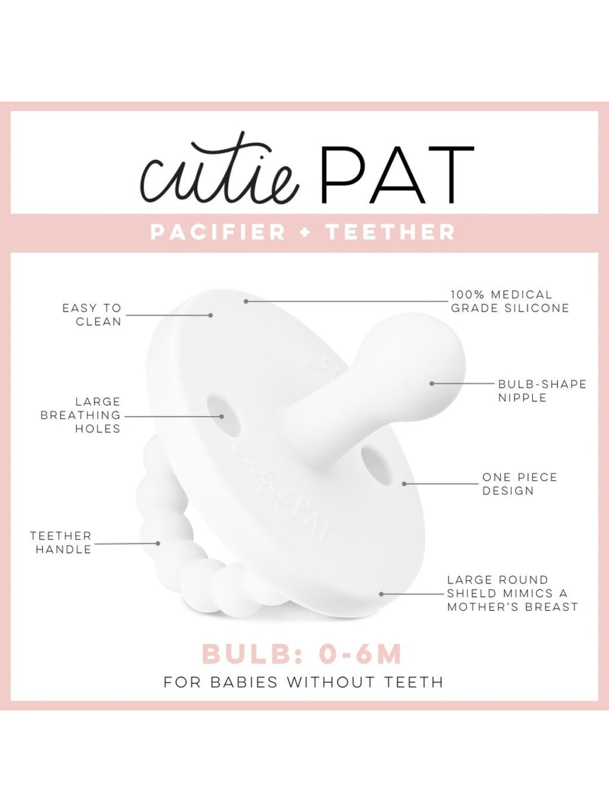 Cutie PAT Bulb Pacifier, White