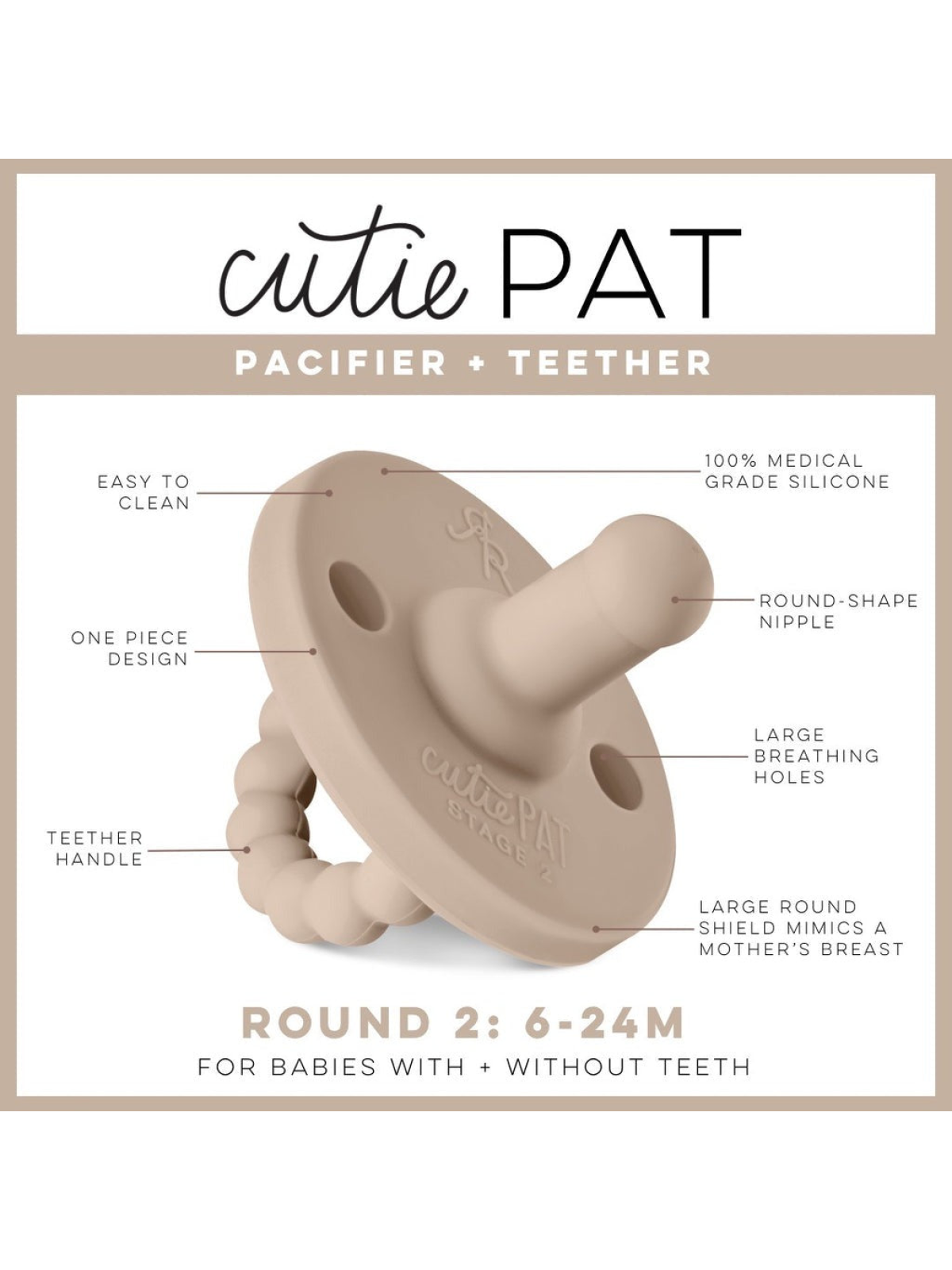 Cutie PAT Round Pacifier, Clover Green