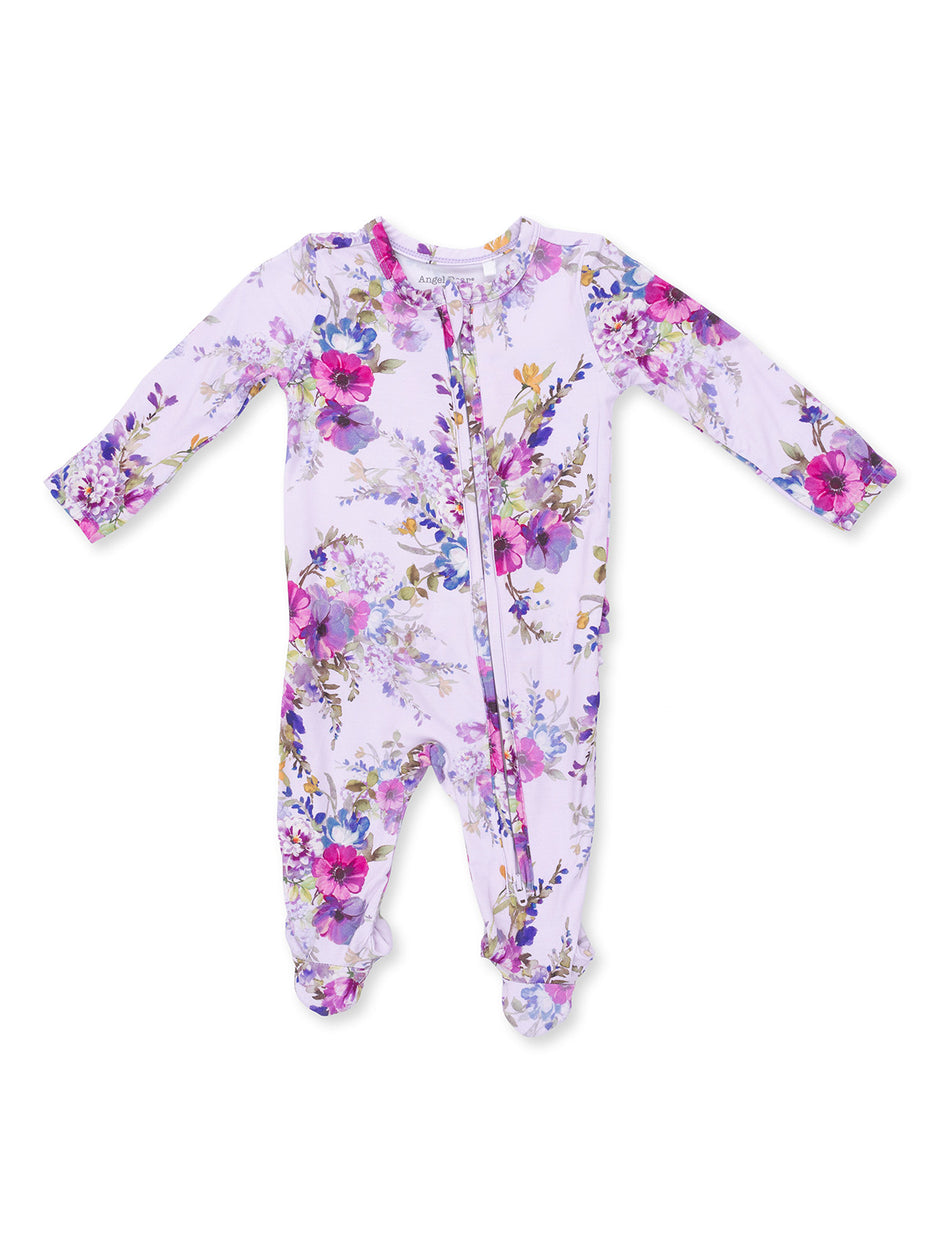 2-Way Zip Ruffle Footie, Dahlia Floral
