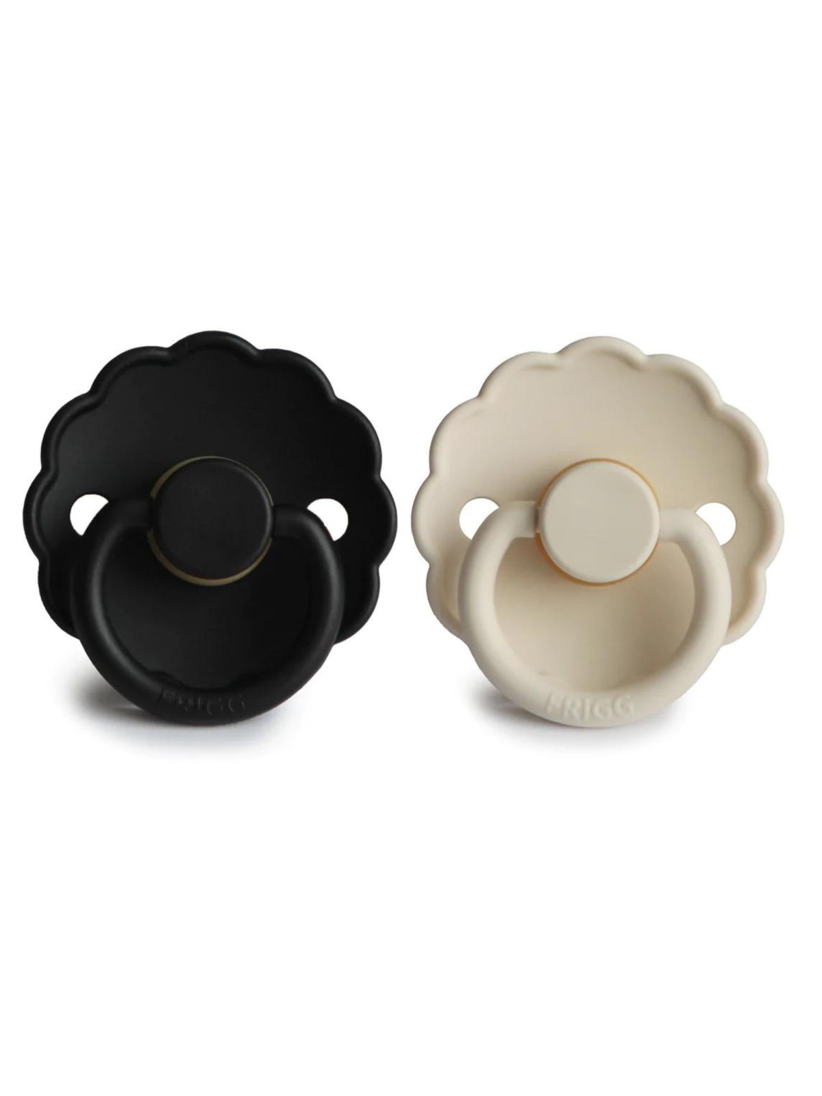 Daisy Natural Rubber Pacifier 2-Pack, Jet Black/Cream