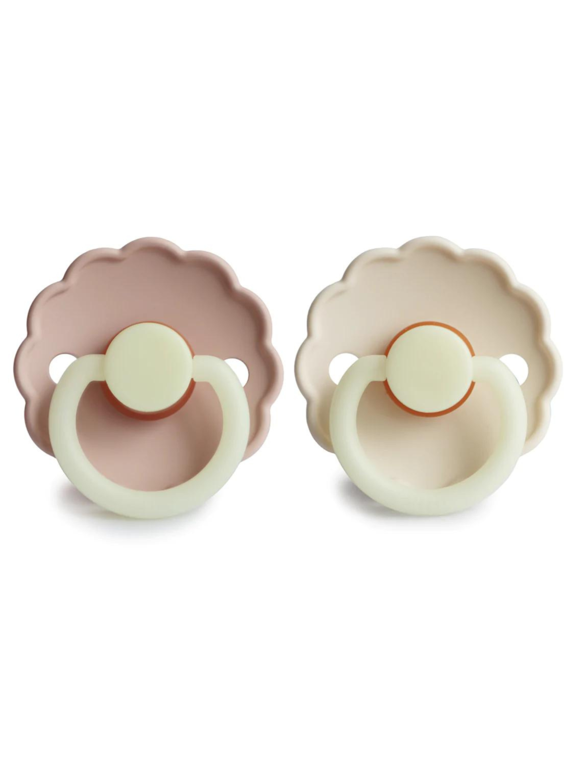 Daisy Night Natural Rubber Pacifier 2-Pack, Blush / Cream