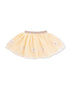Yellow tulle skirt with floral embroidery, featuring a soft waistband. Ideal for girls' fashion.