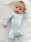 Dusty Blue Stripe / Organic Ribbed 2-Way Zip Romper