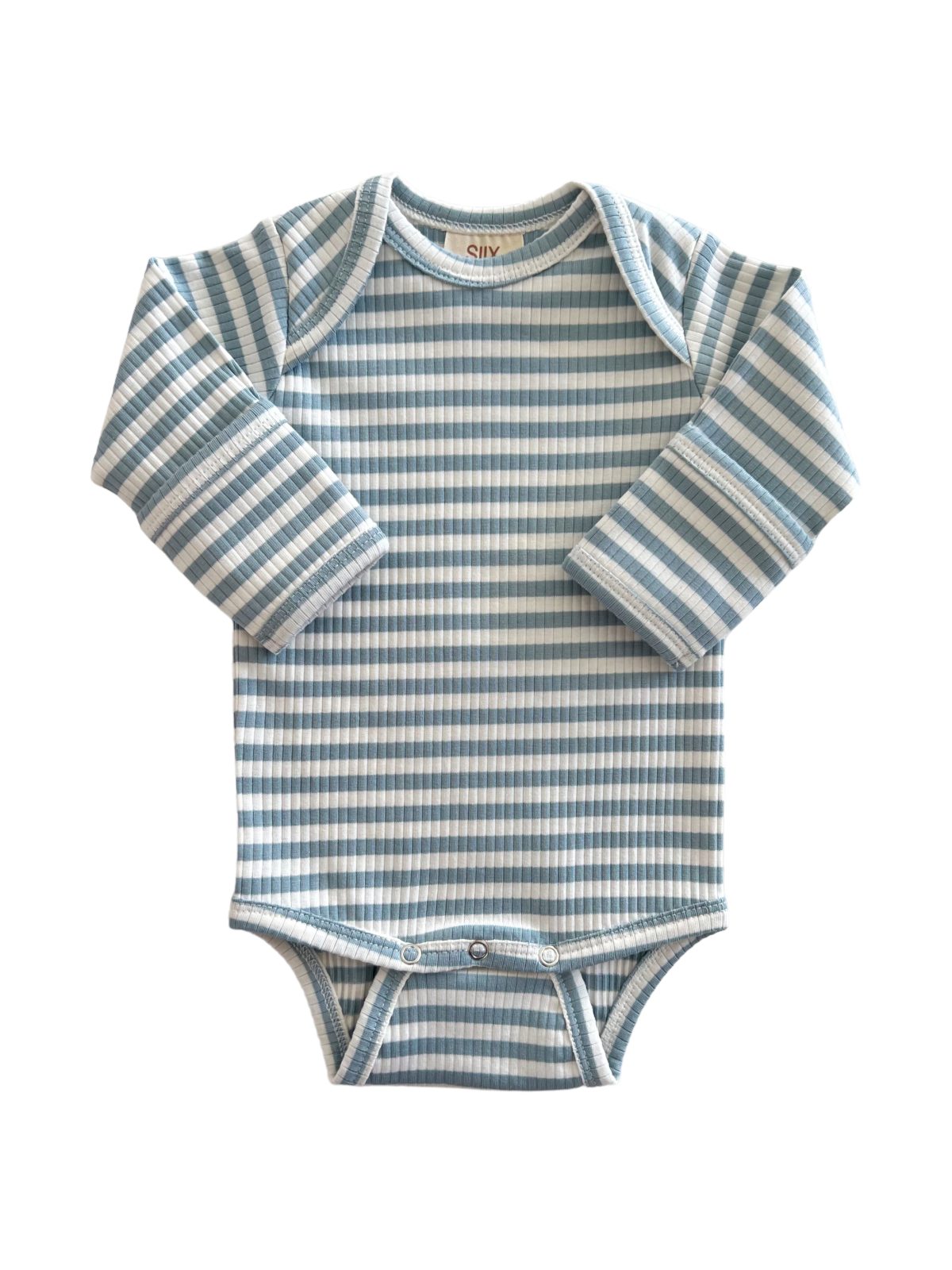 Dusty Blue Stripe / Organic Ribbed Long Sleeve Bodysuit