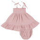 Tie Strap Smocked Sundress & Bloomer, Dusty Pink