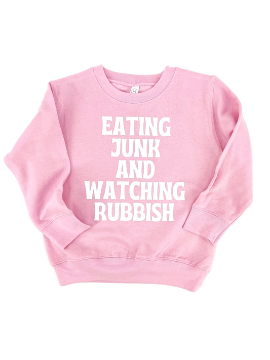 Eating Junk & Watching Rubbish Kids Sweatshirt, Pink