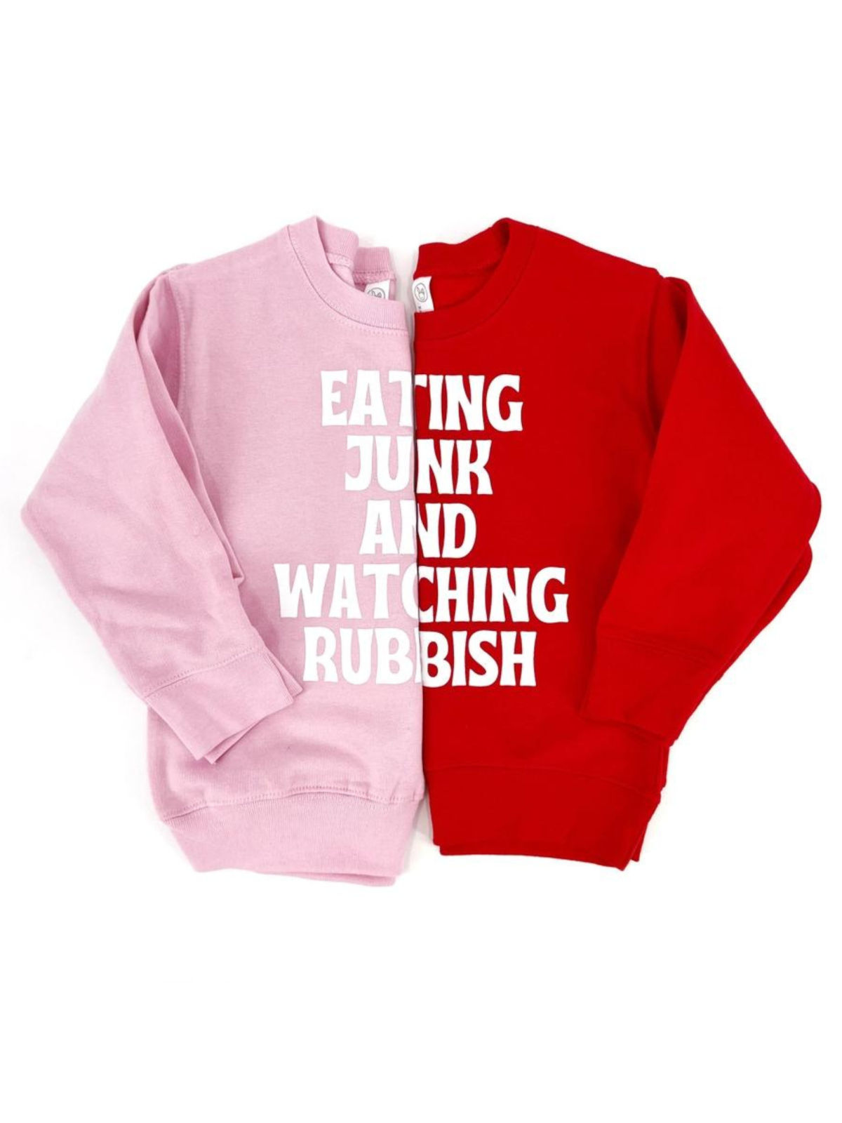 Eating Junk & Watching Rubbish Kids Sweatshirt, Pink