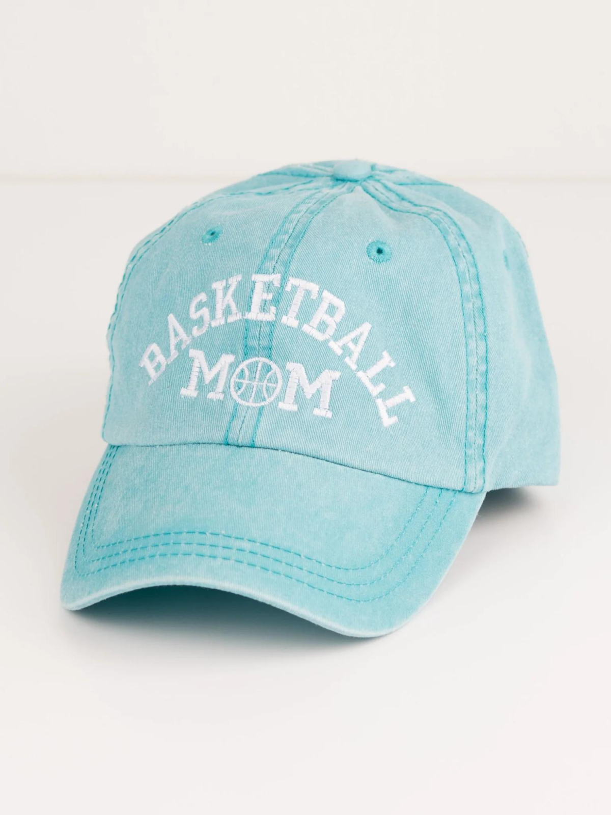 Embroidered Basketball Mom Canvas Hat, Aqua