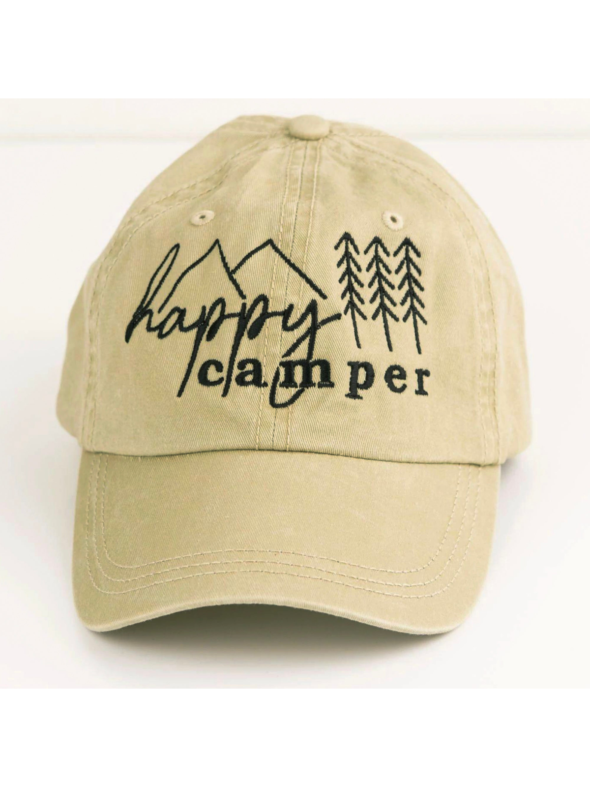 Embroidered Canvas Hat, Happy Camper Trees