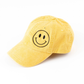 Embroidered Happy Canvas Hat, Mustard