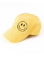 Embroidered Happy Canvas Hat, Mustard