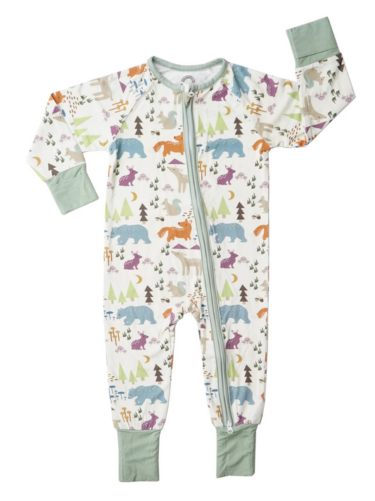 Bamboo Convertible Footie Romper, Forest Friends