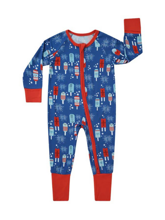 Bamboo Convertible Romper, Party Pop Fireworks