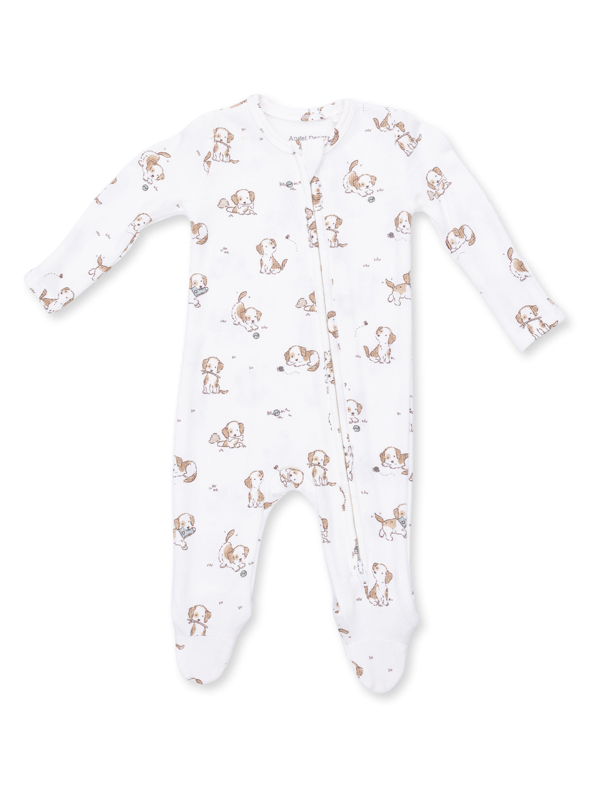 Ribbed 2-Way Zip Footie, Explorer Puppy Blue