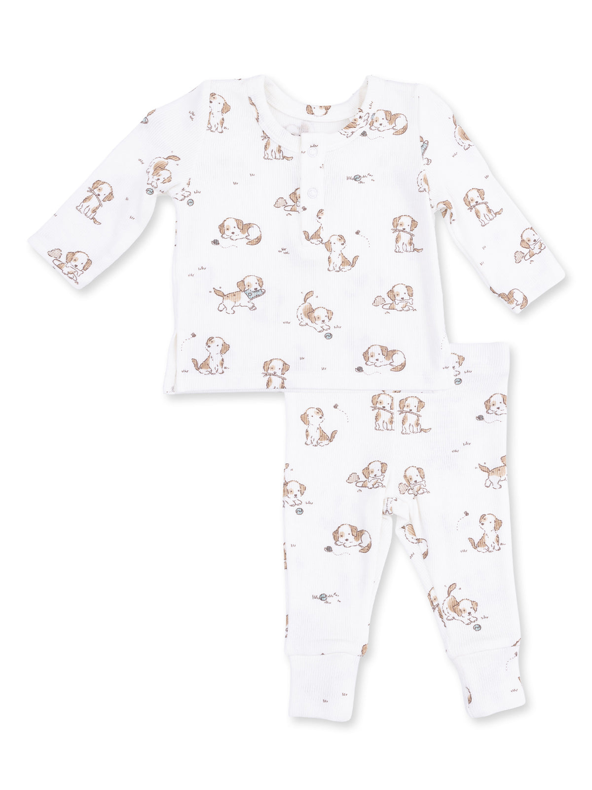 Ribbed Long Sleeve Henley Play Set, Explorer Puppy Blue