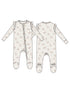 Ribbed Ruffle Sleeve 2-Way Zip Footie, Explorer Puppy Pink