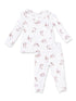 Ribbed Long Sleeve Ruffle Top & Pants, Explorer Puppy Pink