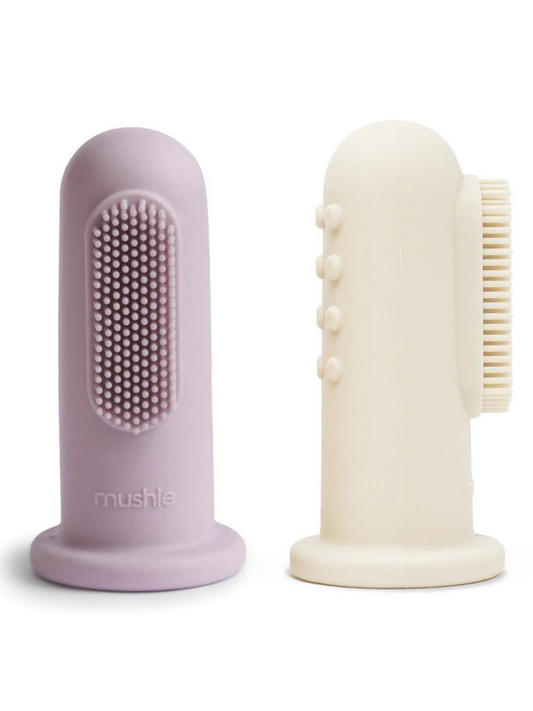 Finger Toothbrush 2-Pack, Lilac/Ivory