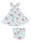 Ruffle Strap Smocked Top & Bloomer, Flamingos