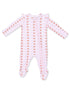 Ruffle Sleeve 2-Way Zip Footie, Football Bow Stripe