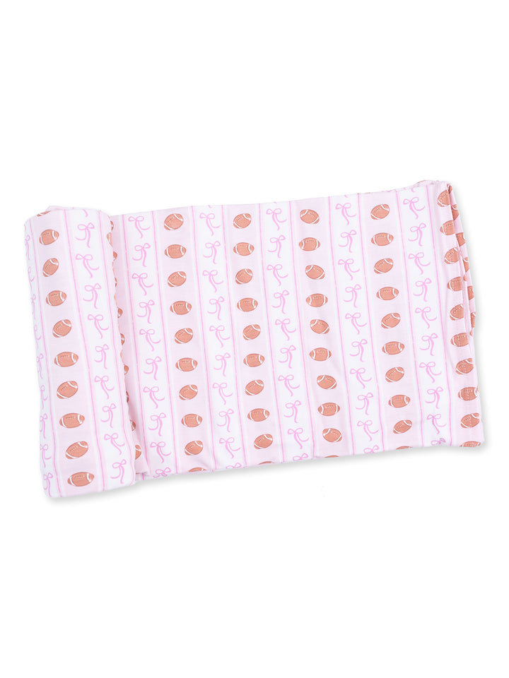Stretch Swaddle, Football Bow Stripe