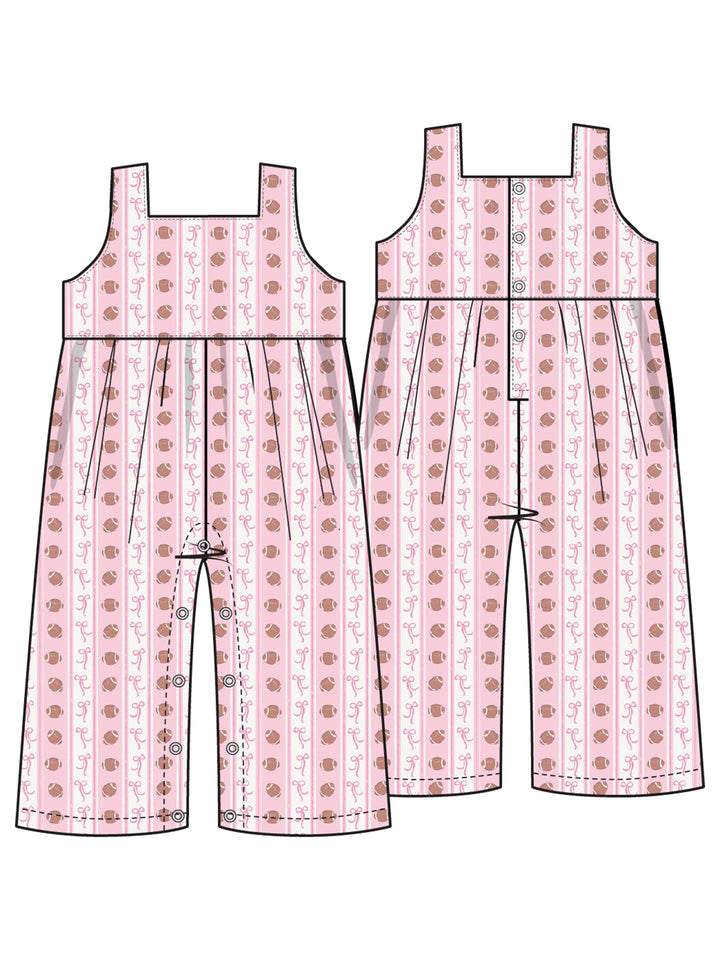 Wide Leg Jumpsuit, Football Bow Stripe