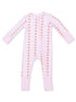 2-Way Zip Romper, Football Bow Stripe