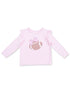Long Sleeve Ruffle Tee, Football Pink