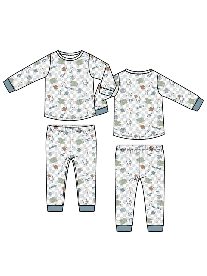 Long Sleeve Loungewear Set, Football Check