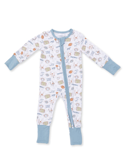 2-Way Zip Romper, Football Check