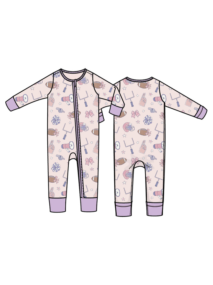2-Way Zip Romper, Football Cheer