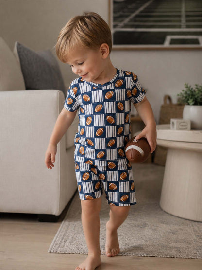 Loungewear Short Set, Football Patchwork