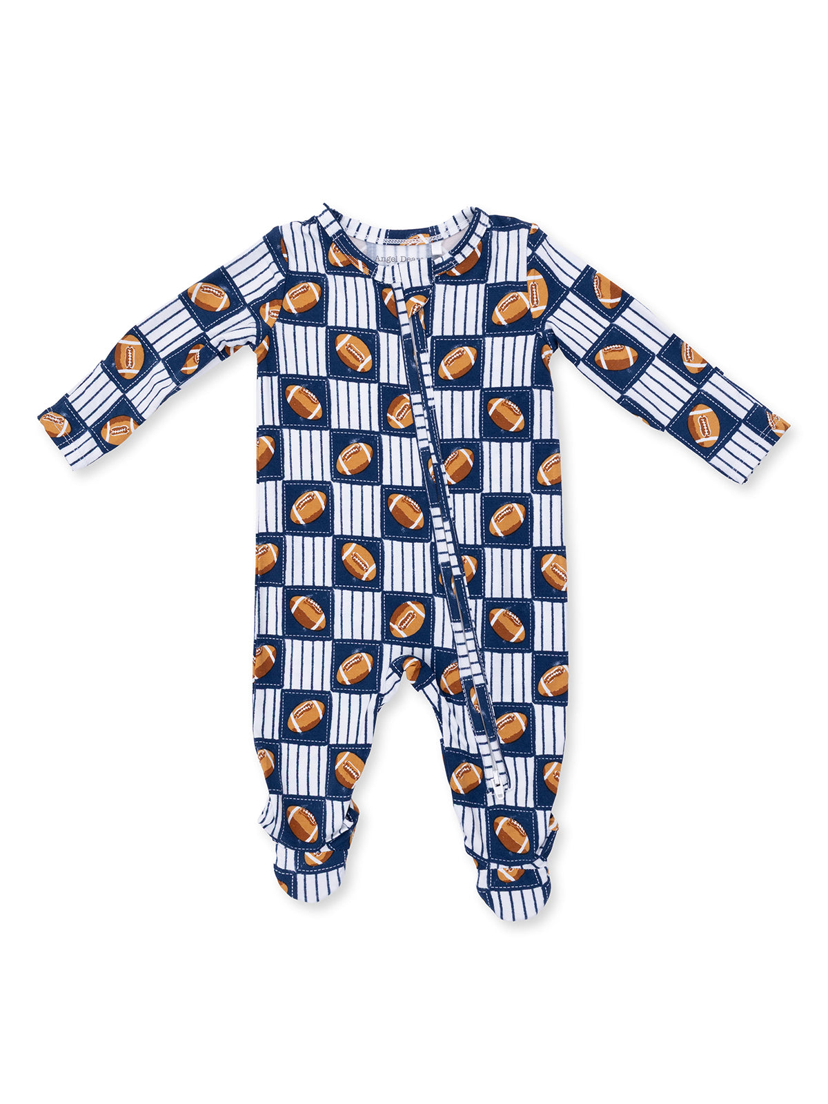 2-Way Zip Footie, Football Patchwork