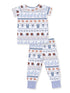 Short Sleeve Loungewear Set, Football Stripe