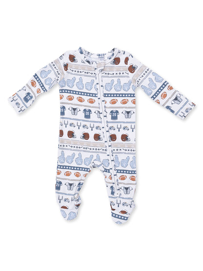 2-Way Zip Footie, Football Stripe