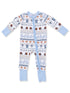 2-Way Zip Romper, Football Stripe