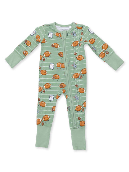 2-Way Zip Romper, Footballs Playing Football