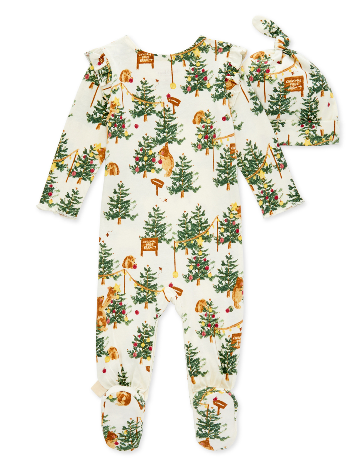 Footed Jumpsuit & Top Knot Hat Set, Beary Merry Christmas