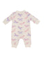 French Terry Baseball Collar Romper, Dreamy Unicorns