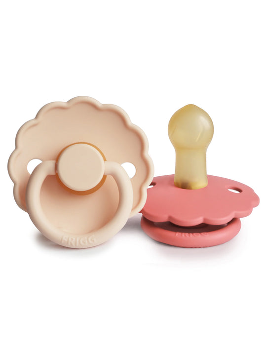Daisy Natural Rubber Pacifier 2-Pack, Pink Cream/Poppy