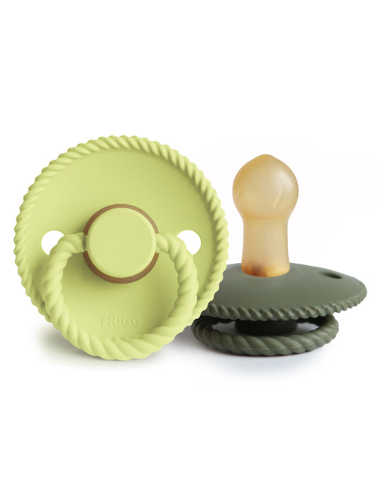 Rope Natural Rubber Pacifier 2-Pack, Olive / Green Tea