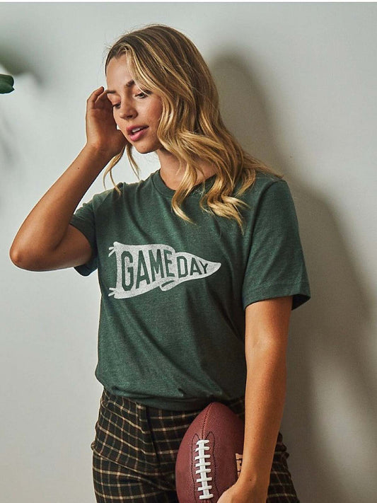 Game Day Women's Graphic Tee, Heather Forest