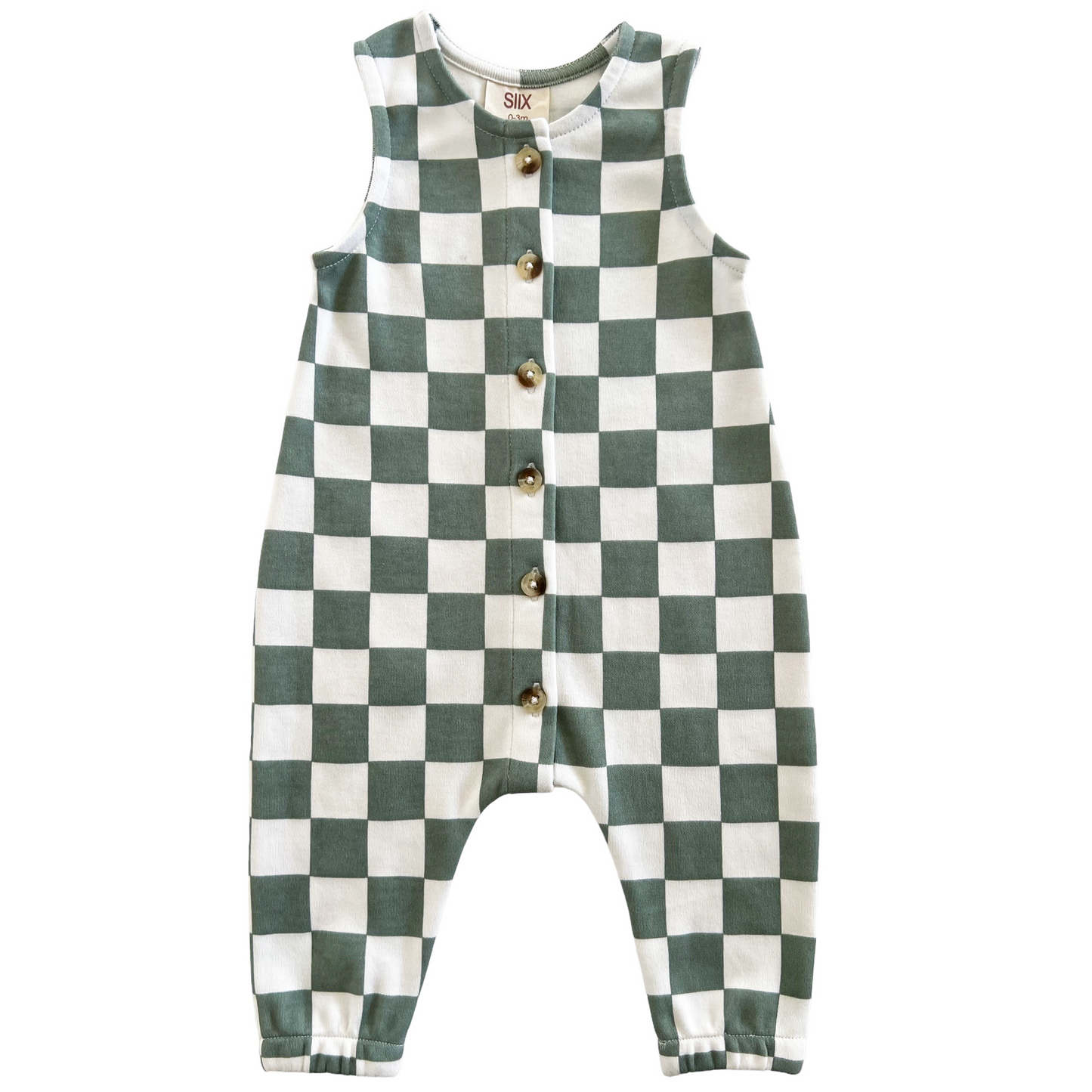 Matcha Milkshake Checkerboard / Organic Bay Jumpsuit