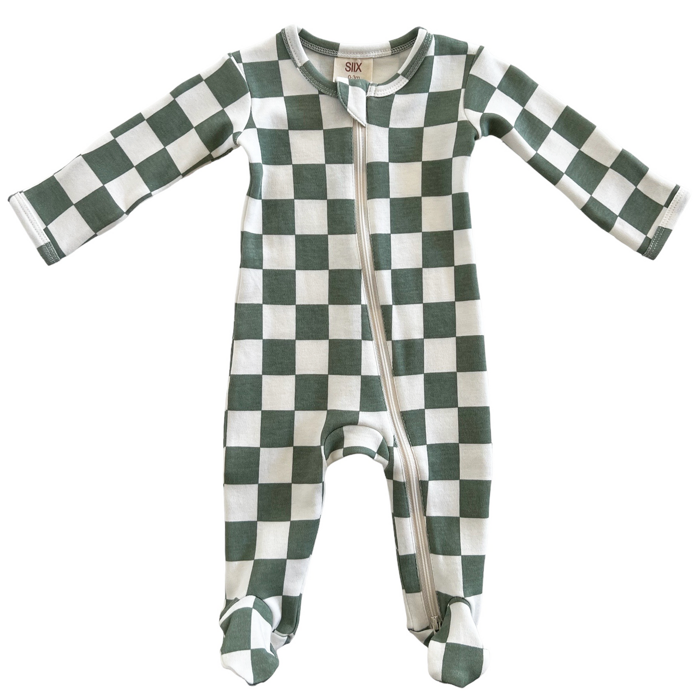 Matcha Milkshake Checkerboard / Organic Zip Footie
