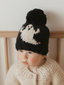 Ghost Knit Pom Hat, Black