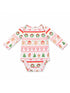 Long Sleeve Bodysuit, Gingerbread Fair Isle Pink